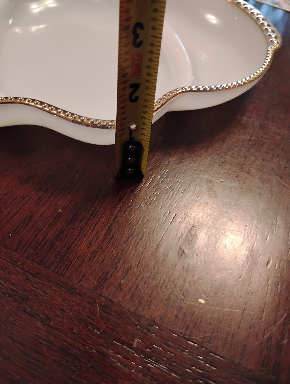 Vintage White Anchor Hocking Fire King Milk Glass Divided Relish Dish Gold Trim - Picture 7 of 7